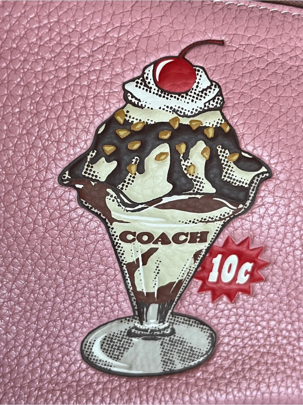 COACH Nolita 19 Cherry Blossom Pink  Sundae Ice Cream Graphic Shoulder Clutch